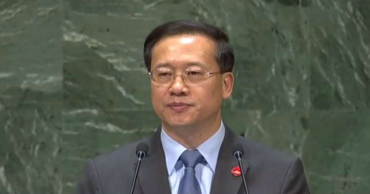 El representante chino en la ONU apoya a Cuba contra el embargo. © Twitter / ONU