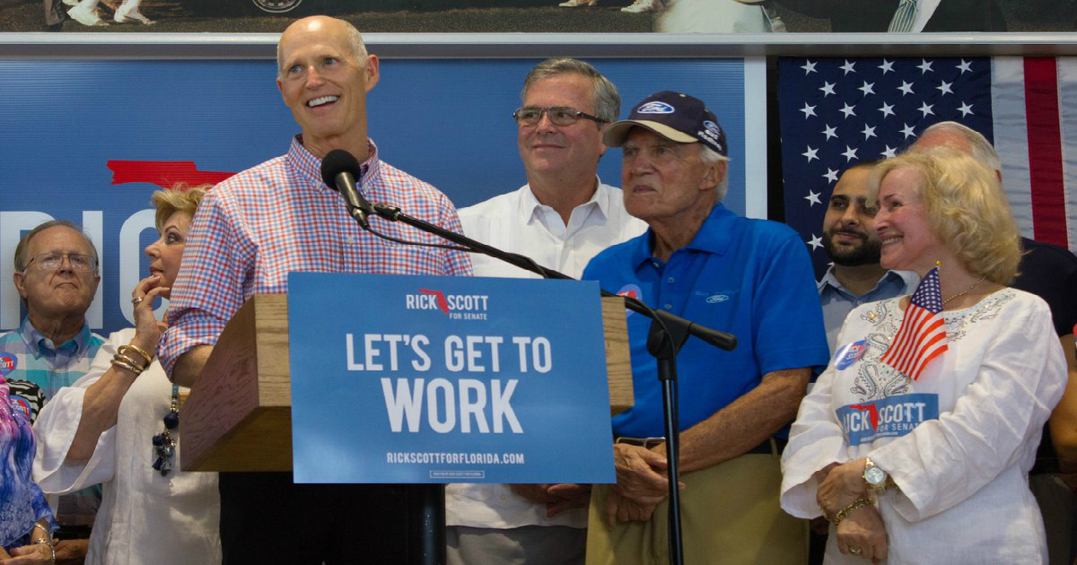 Rick Scott junto a Jeb Bush, en un acto de campaña © Twitter / Scott for Florida
