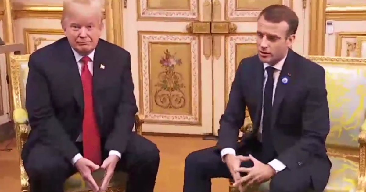 Trump y Macron, durante el encuentro de este viernes en París. © Emmanuel Macron / Twitter