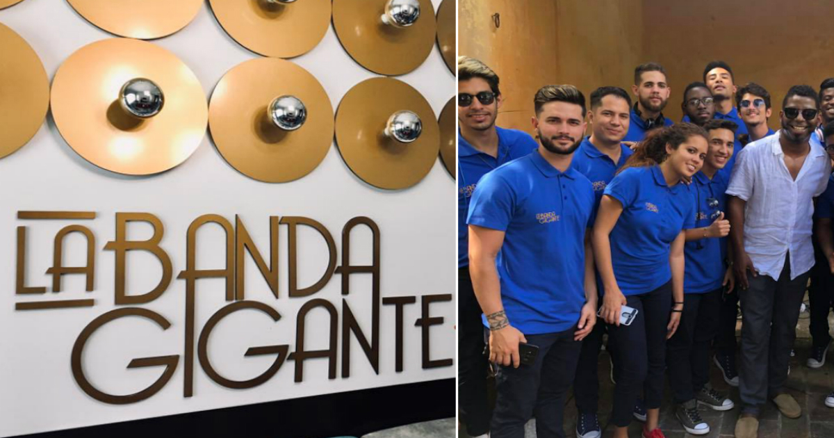 Concursantes de La Banda Gigante junto al pianista Rolando Luna. © Facebook / Julio Rigal / Rolando Luna