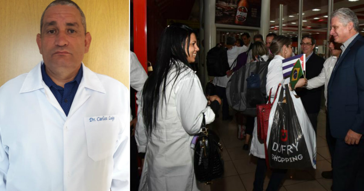 El doctor Carlos Lujo Macías (i). Díaz-Canel, recibiendo como héroes a médicos cubanos. © CiberCuba / Granma.