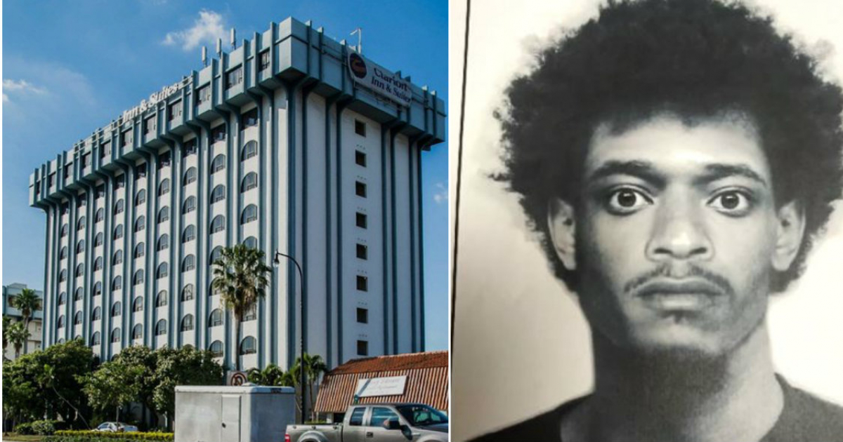 Hotel Clarion Inn & Suites Miami Airport (i) y esbozo del sospechoso de violación (d) © Collage Tripadvisor/Miami-Dade Police