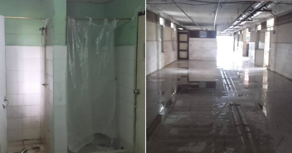 Baños y suelos inundados en un hospital de la Isla © CiberCuba
