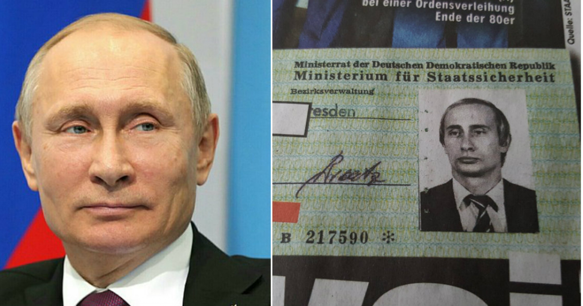 Vladímir Putin (i) y Carnet de la Stasi de Putin (d) © Collage Wikimedia-Twitter/Bild Politik