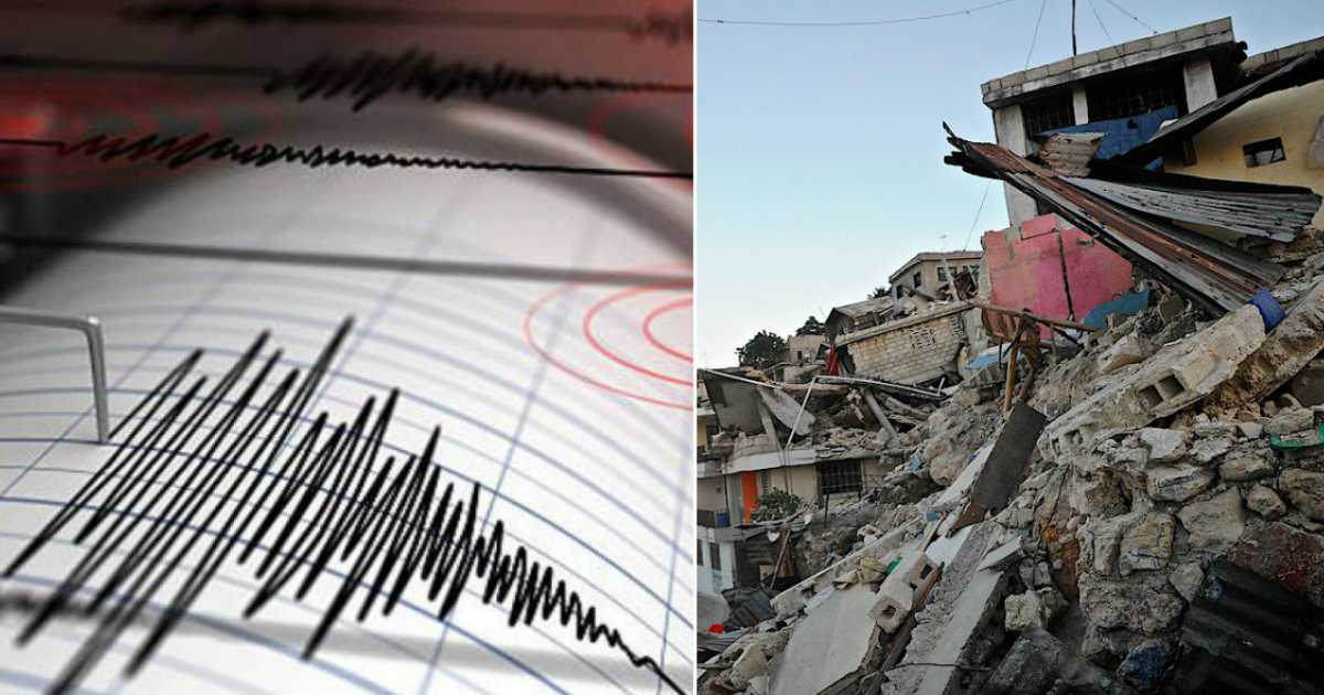 Sismógrafo (i) e Imagen del terremoto de Haití, en el 2010 © Collage Pixabay- Flickr/Colin Crowley