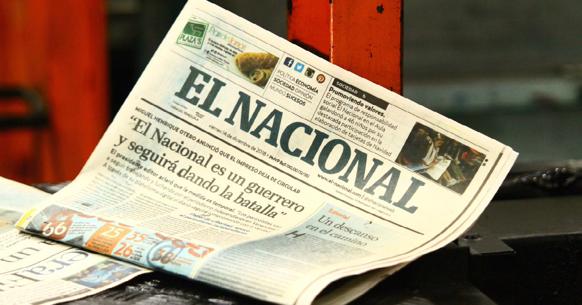 Última edición del periódico El Nacional de Venezuela. © Twitter / Rafael Hernández