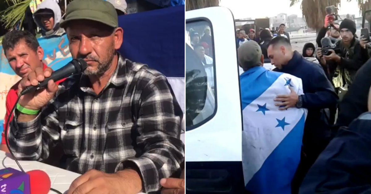 Alfonso Guerrero Ulloa (i) y Momento del arresto del inmigrante hondureño (d) © Collage Facebook/uniradio-Twitter/