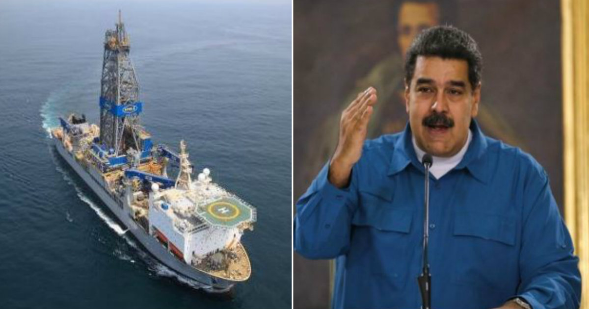 Buque petrolero de Exxon y Nicolás Maduro © Twitter @AntroCanal / 