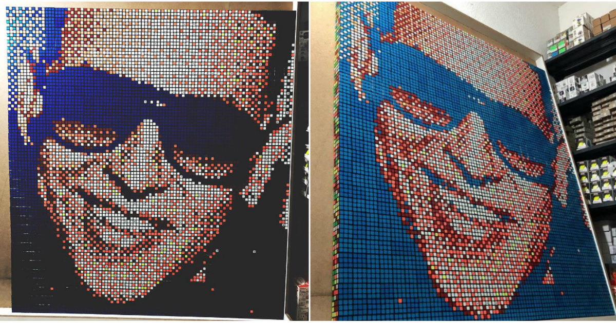 Mosaico con la cara del artista Daddy Yankee © Instagram / Christian Goñi