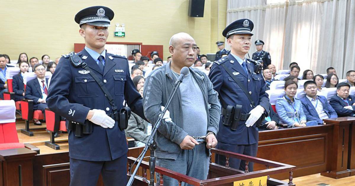 Gao Chengyong, conocido como Jack el destripador' chino, en el juicio. © Twitter / CGTN
