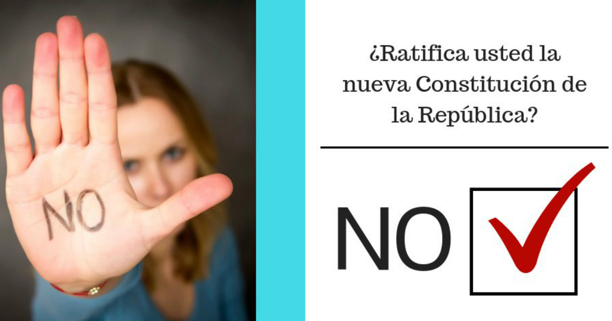 Cartel que promueve marcar el No en el referendo de la Constitución. © Rachell Vazquez / Twitter