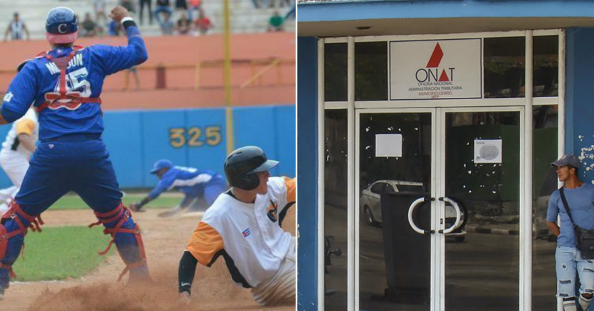 Peloteros cubanos y una oficina de la ONAT © Vanguardia / CiberCuba