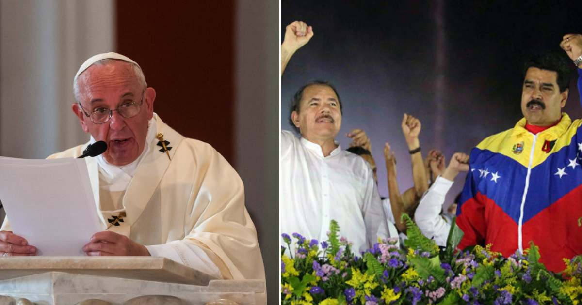 Papa Francisco (i) y Daniel Ortega, Nicolás Maduro (d) © Collage Flickr/Kalixtin-