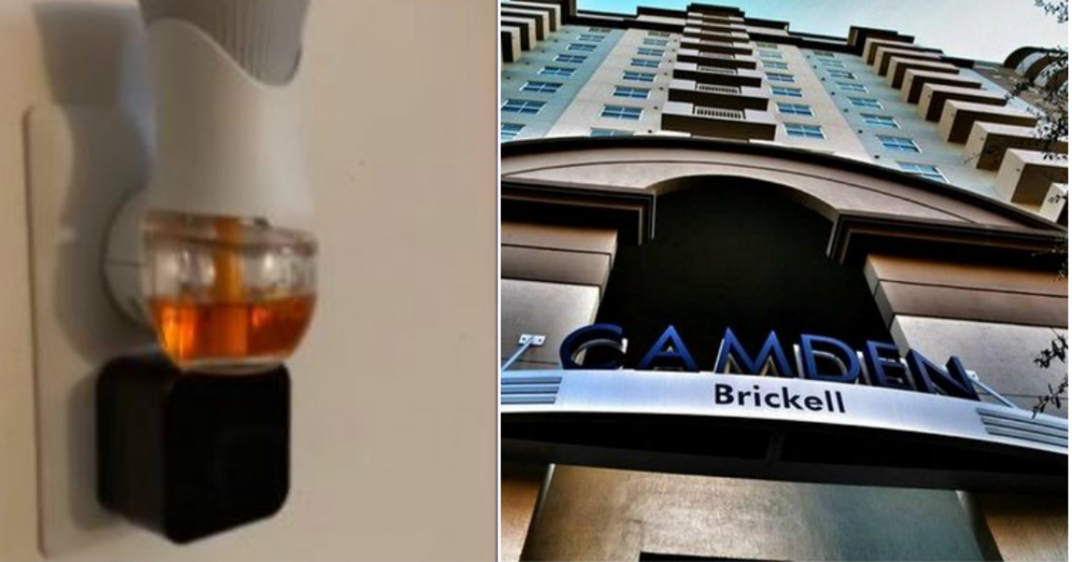 La caja negra es una de las cámaras encontradas (i) y Fachada del edificio (d) © Collage Captura de Wsvn-Twitter/Camden Brickell