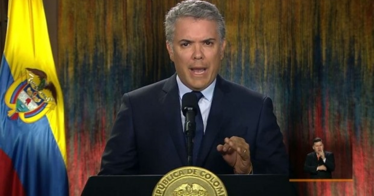 Iván Duque, presidente de Colombia, anuncia el fin de las negociaciones con el ELN © Fotograma de la transmisión televisiva