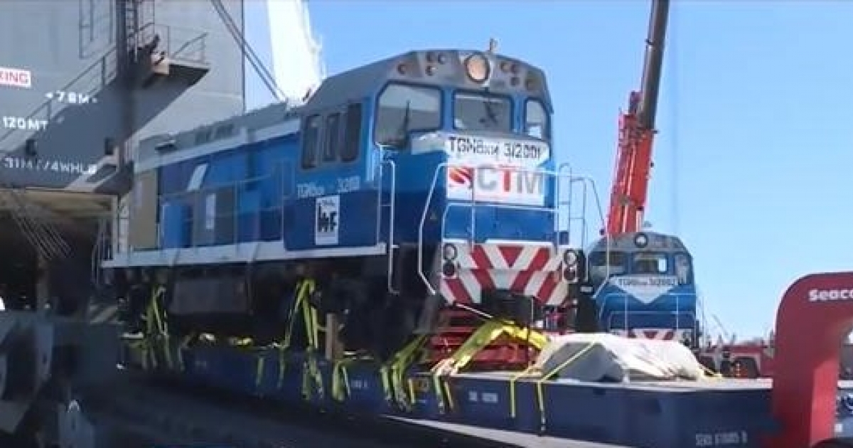 Locomotora rusa que llegó a Cuba en 2017 © Captura de video en Youtube