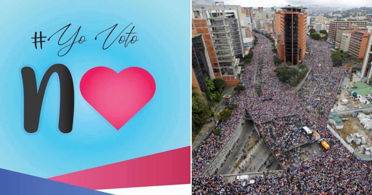 Campaña #YovotoNo y las protestas en Caracas, Venezuela. © Twitter / Luz Escobar / Reuters / Adriana Loureiro