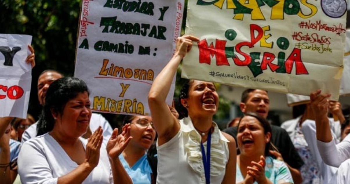 Protesta de trabajadores venezolanos. © Flickr/ Roger Picols