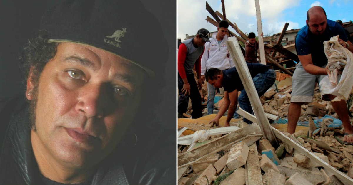 Luis Alberto García e imágenes de los damnificados © Facebook del artista y Reuters