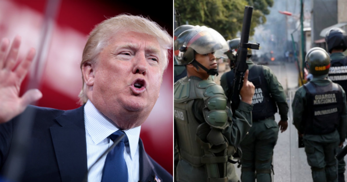 Donald Trump e integrantes de la Guardia Nacional Bolivariana © Flickr / Gage Skidmore / Reuters