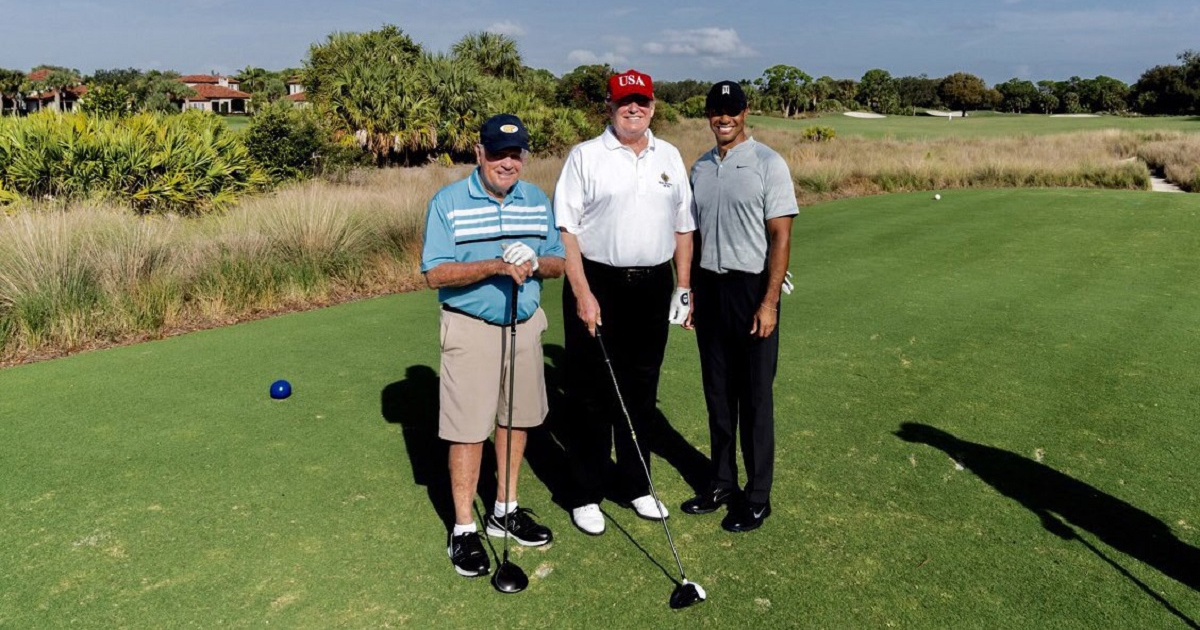 Donald Trump con Jack Nicklaus y Tiger Woods. © Donald Trump / Twitter