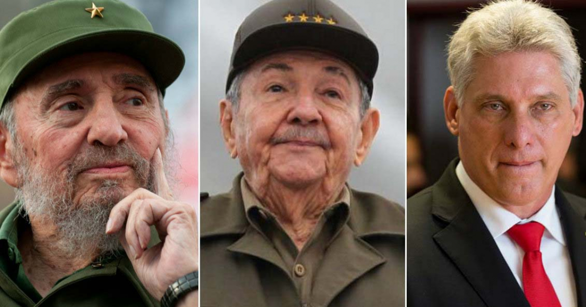 Fidel, Raúl Castro y Miguel Díaz-Canel © Fotos de ACN y Cubadebate