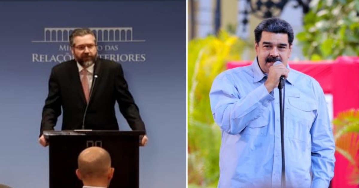 Ernesto Araújo, en Washington y Nicolás Maduro, en Caracas. © Twitter / Itamaraty Brasil / Nicolás Maduro