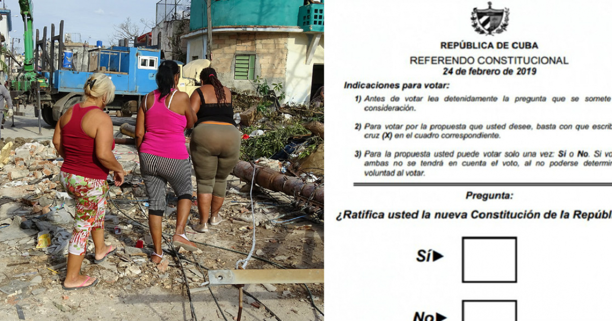 Damnificados por el tornado y boleta impresa del referendo © CiberCuba / Juventud Rebelde 