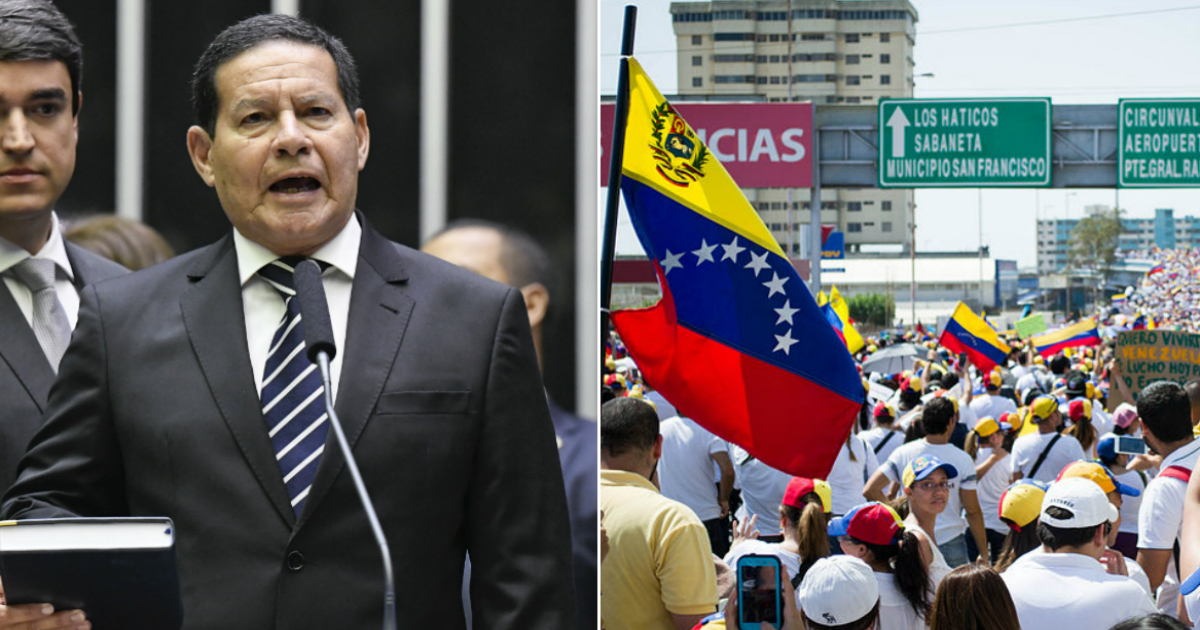 Vicepresidente Hamilton Mourão y protesta en Caracas, Venezuela © Flickr Senado Federal / Wikipedia 