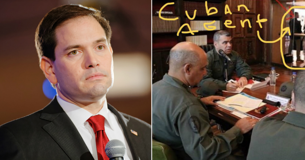 Marco Rubio y foto de agentes cubanos en Venezuela © Flickr Michael Vadon / Twitter Marco Rubio