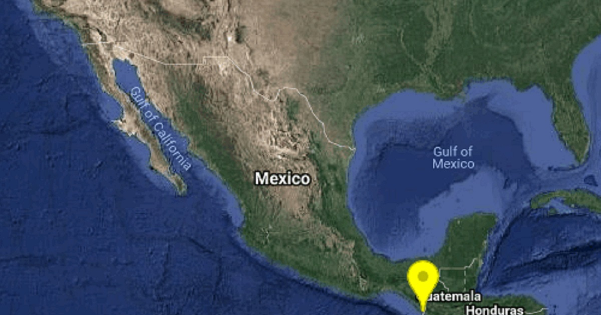 Punto donde se registró en sismo en México. © Twitter / Sismológico Nacional ‏