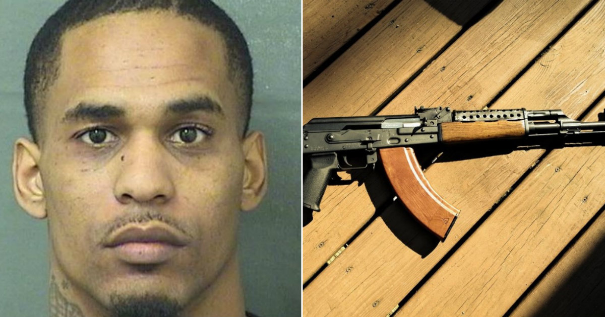 Christopher Freeman y fusil de asalto AK-47 © Palm Beach County Sheriff's Office y Flickr/ Cerebralzero