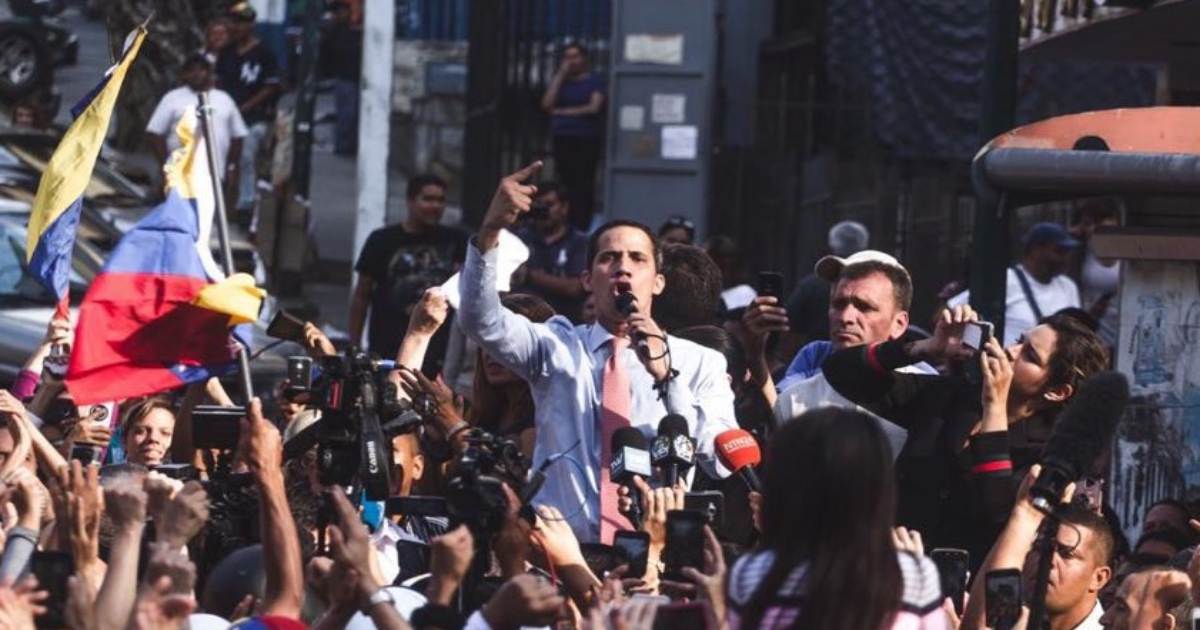 Juan Guaidó, en un protesta contra Maduro en Venezuela. © Twitter / Juan Guaidó