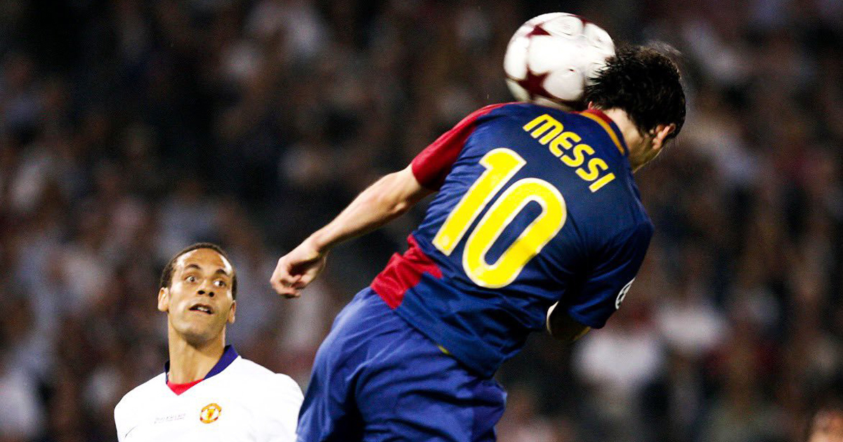 Un cabezazo de Messi sentenció al Manchester United en la final de 2009. © FC Barcelona/Twitter.