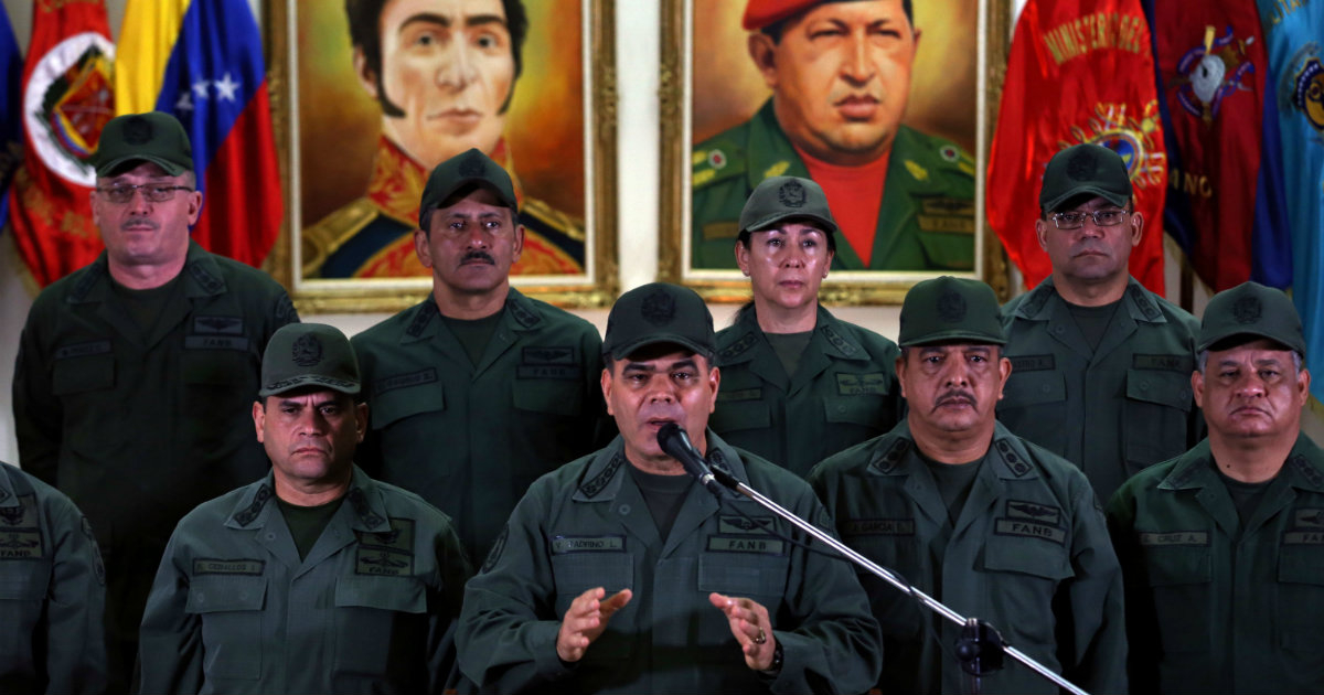 Alto mando militar de Venezuela, encabezado por Vladimir Padrino. © Captura de pantalla de YouTube
