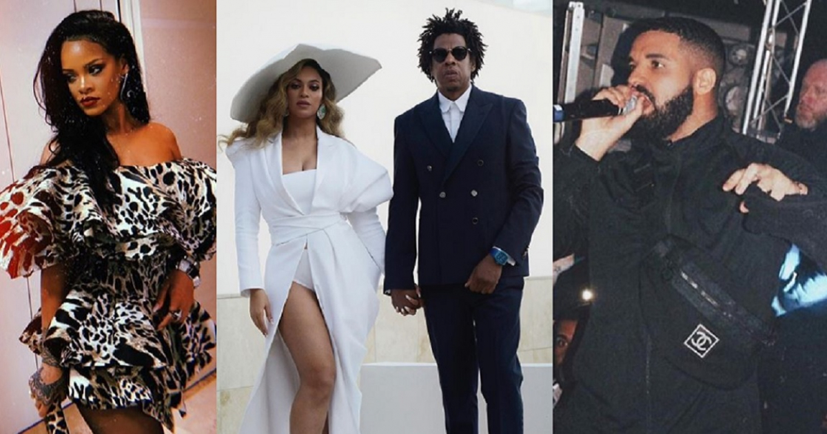 Rihanna, Beyoncé, Jay-Z y Drake © Instagram de los artistas