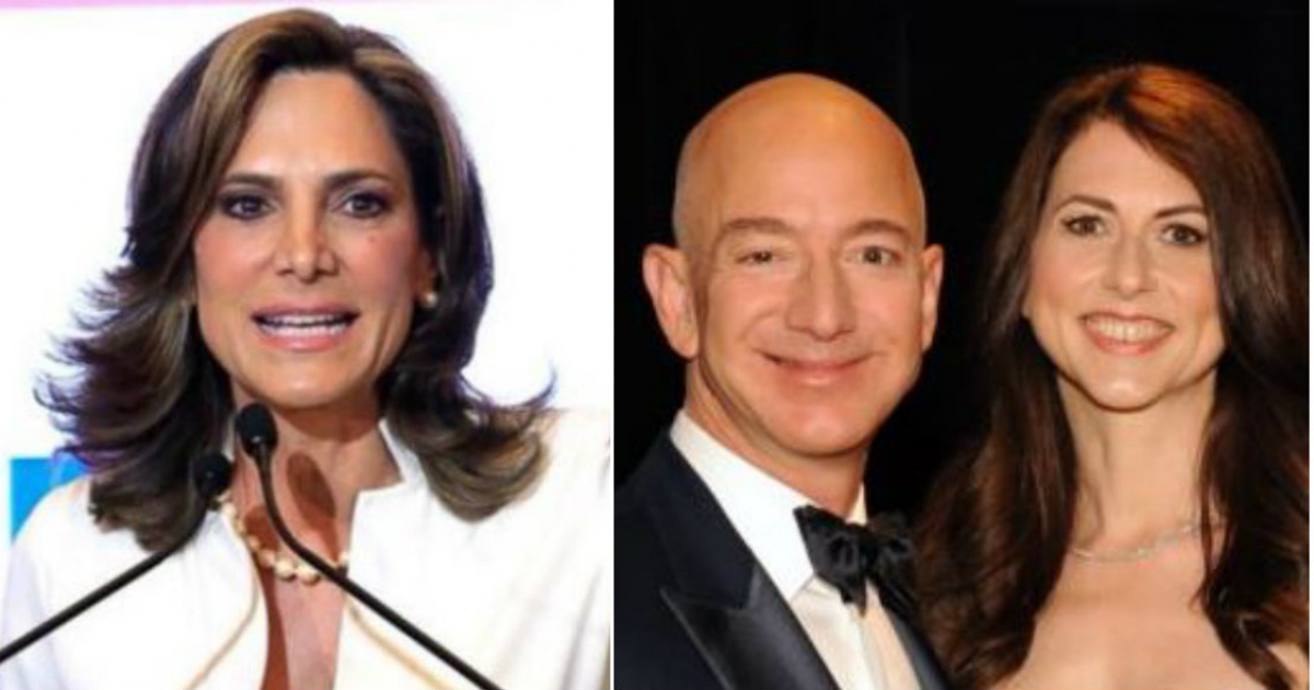 María Elvira Salazar (i) y Jeff Bezos y MacKenzie Bezos (d) © Collage Facebook/Maria Elvira Salazar- Twitter/Jeff Bezos