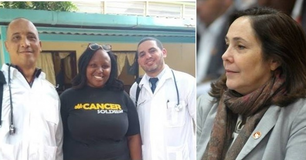 Médicos cubanos secuestrados (a la izquierda) y Mariela Castro (a la derecha). © Twitter/ CaribbeanNewsNetwork y Facebook / Mariela Castro
