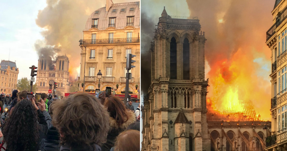 Debastador incendio de la catedral de Notre Dame, en París © CiberCuba