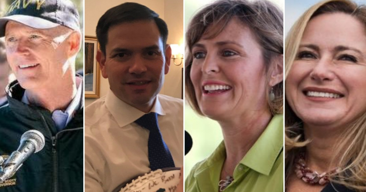 Rick Scott, Marco Rubio, Debbie Mucarsel-Powell y Kathy Castor. © Twitter oficiales de los políticos. 