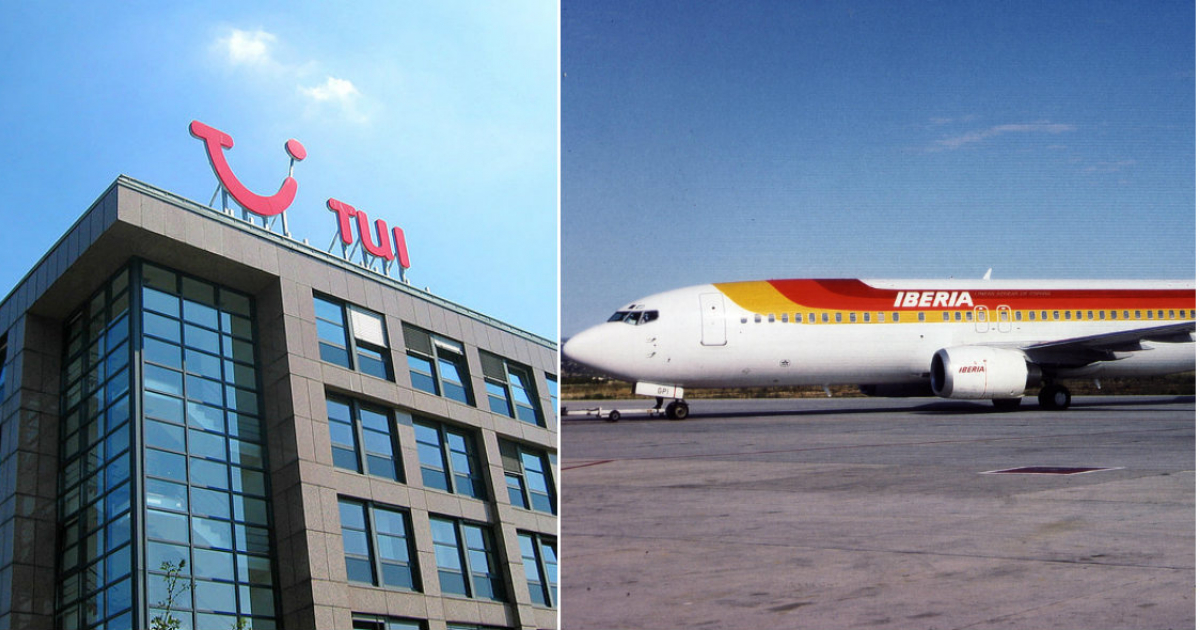 Agencia de Viajes Tui (i) y avión de Iberia (d) © Collage Wikipedia-Wikimedia