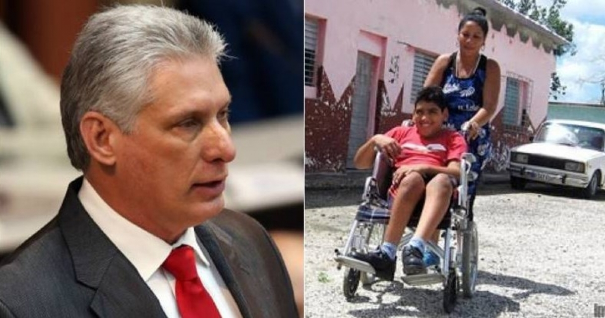 Miguel Díaz-Canel y niño cubano con discapacidad © Twitter del mandatario / Invasor- Pastor Batisa