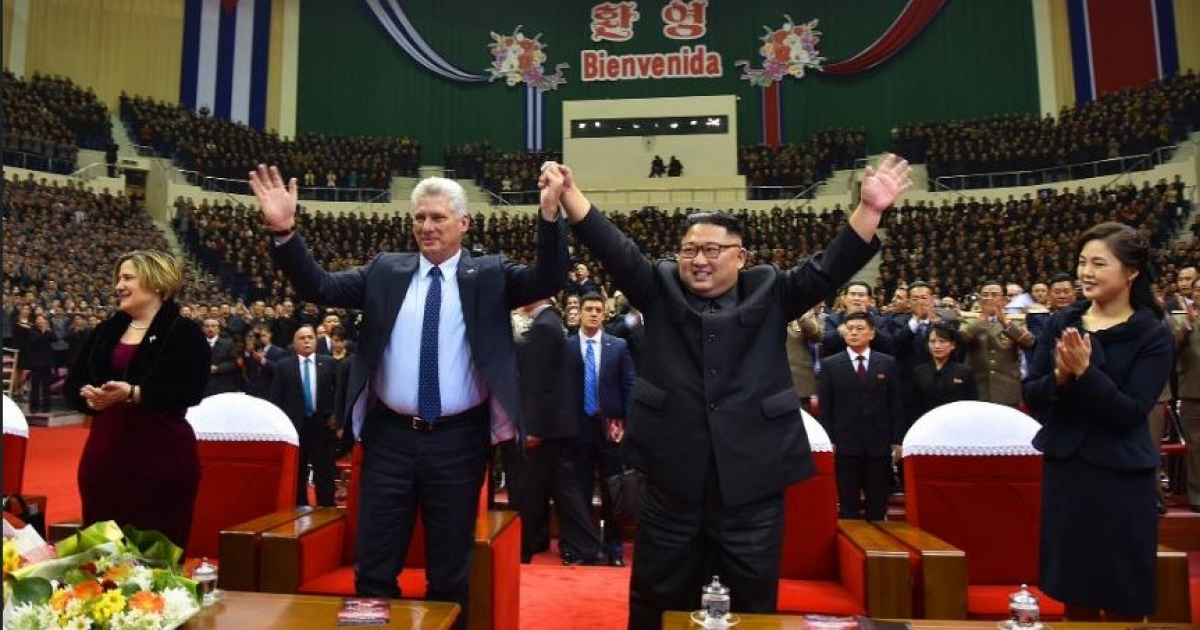 Díaz-Canel y Kim Jong-un en Corea del Norte, en 2018 © Angélica Paredes/ Twitter