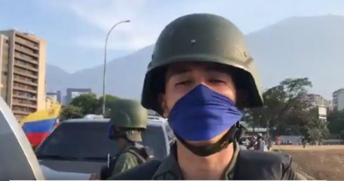 Joven militar de 21 años que ha declarado su lealtad a Juan Guaidó © Captura de Twitter/ TV Venezuela Noticias Cuenta 