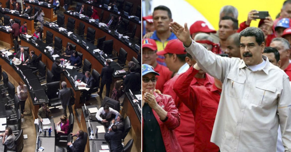 Senado de México y Nicolás Maduro © Twitter / Imagen Radio Cancún / La Razón