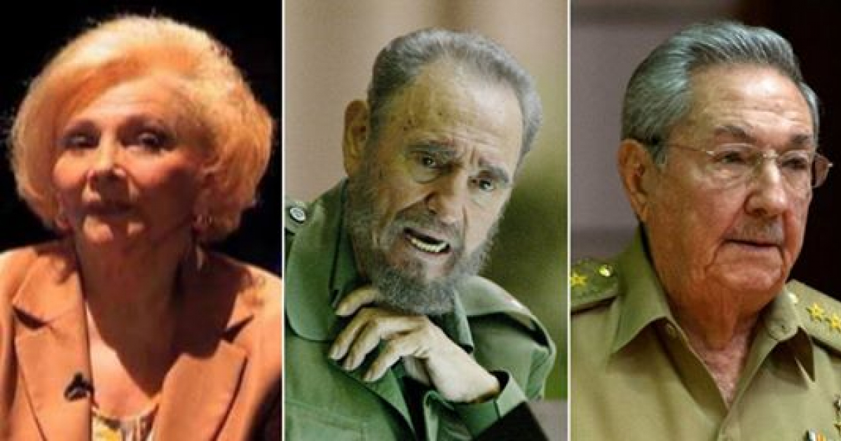 Enma Castro Ruz (izq.), madre de la fallecida, y sus hermanos Fidel y Raúl Castro. © Enma Castro Ruz (izq.), Fidel y Raúl Castro,