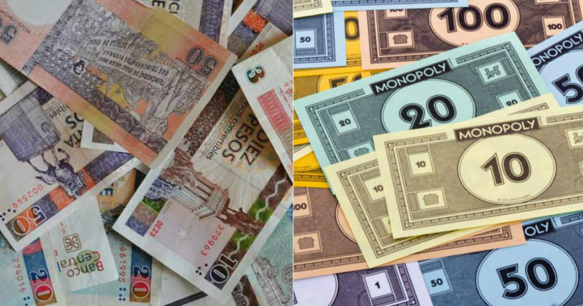 CUC vs. billetes de Monopoly © Collage CiberCuba