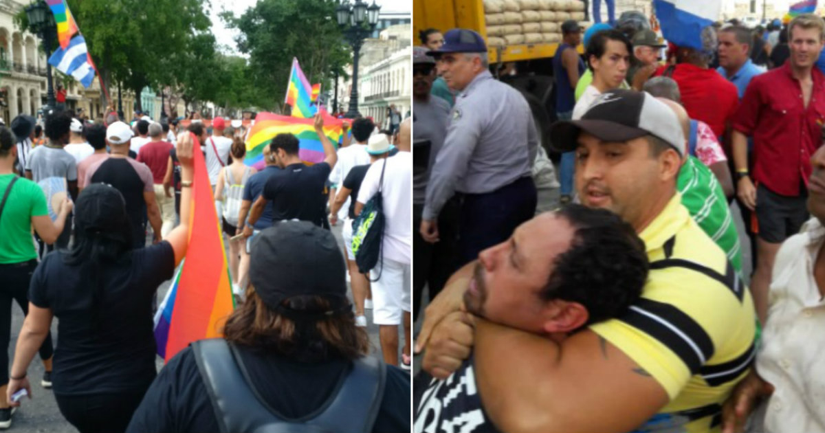 Represión durante la marcha alternativa que realizó la comunidad LGBTI en Cuba © Twitter / @USEmbCuba Seguir Seguir a @USEmbCuba