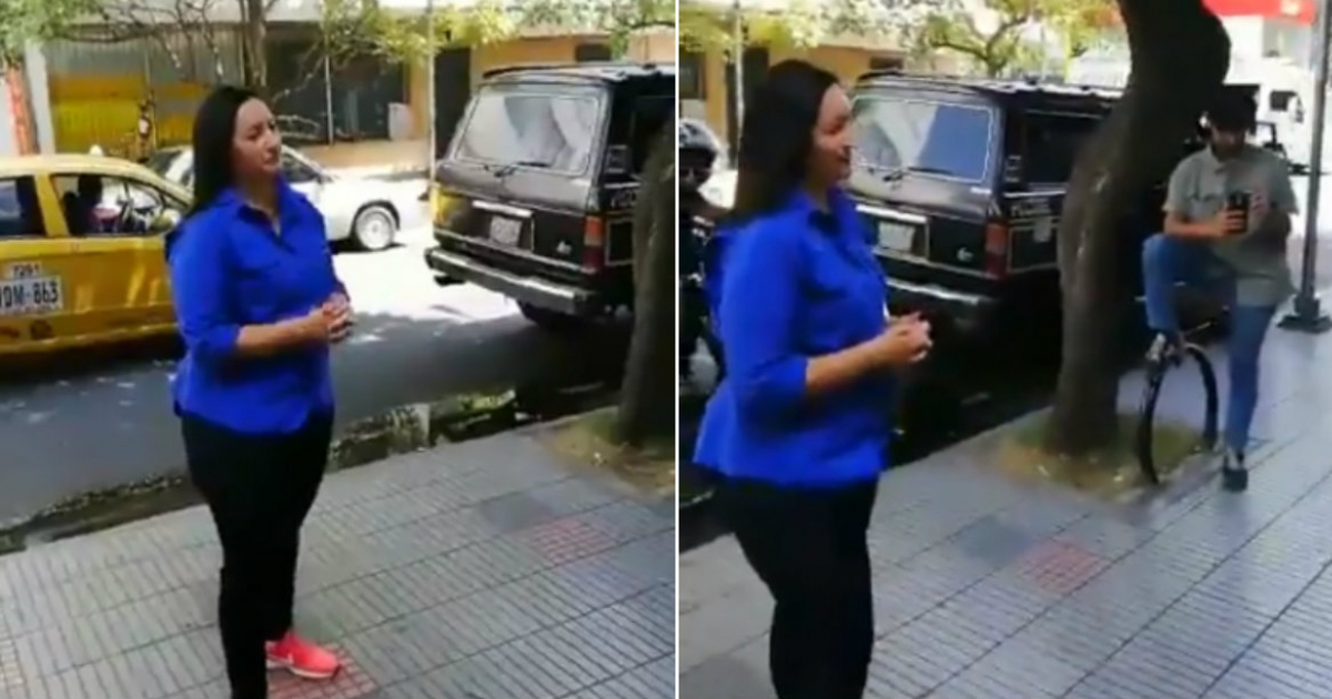 La periodista de Telesur fue increpada mientras trabajaba © Twitter / Captura de vídeo Táchira Noticias