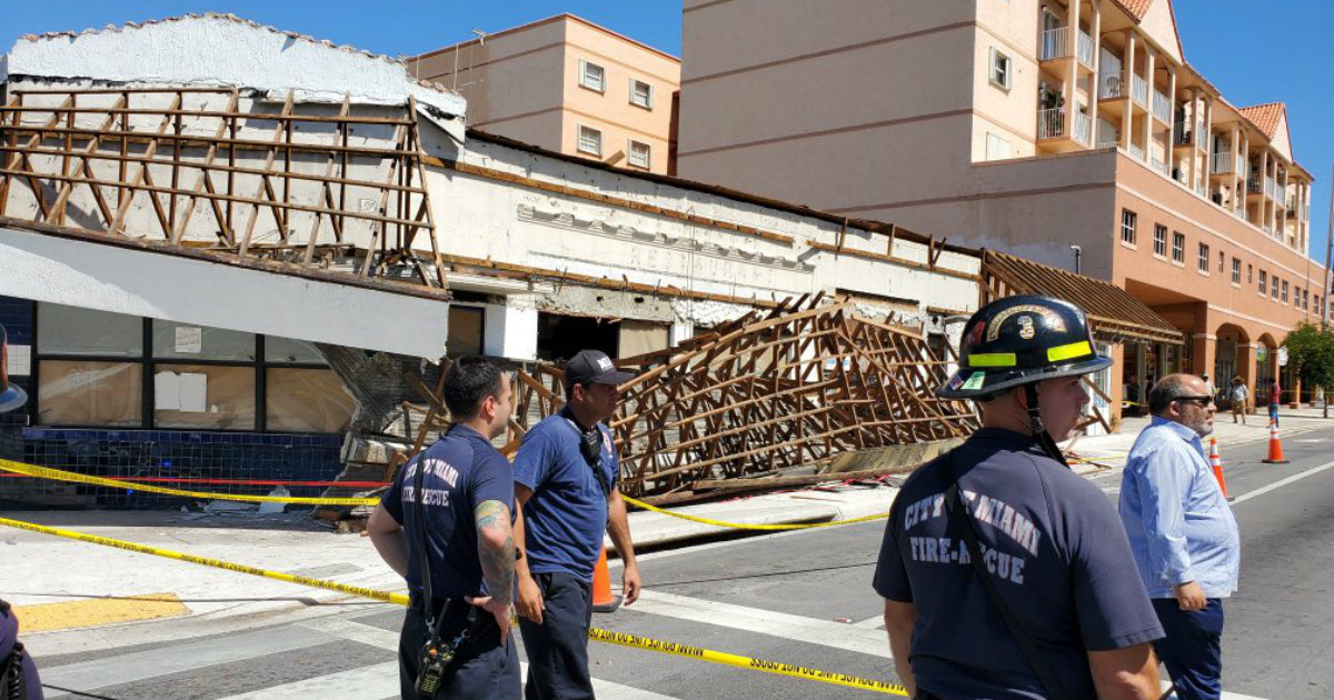 Lugar del derrumbe parcial del edificio © Twitter/Police PD